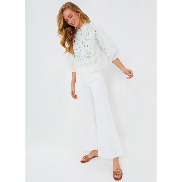 TUCKERNUCK Hyacinth House Green Embroidery Erin Blouse NWT Size XS - Picture 7 of 13